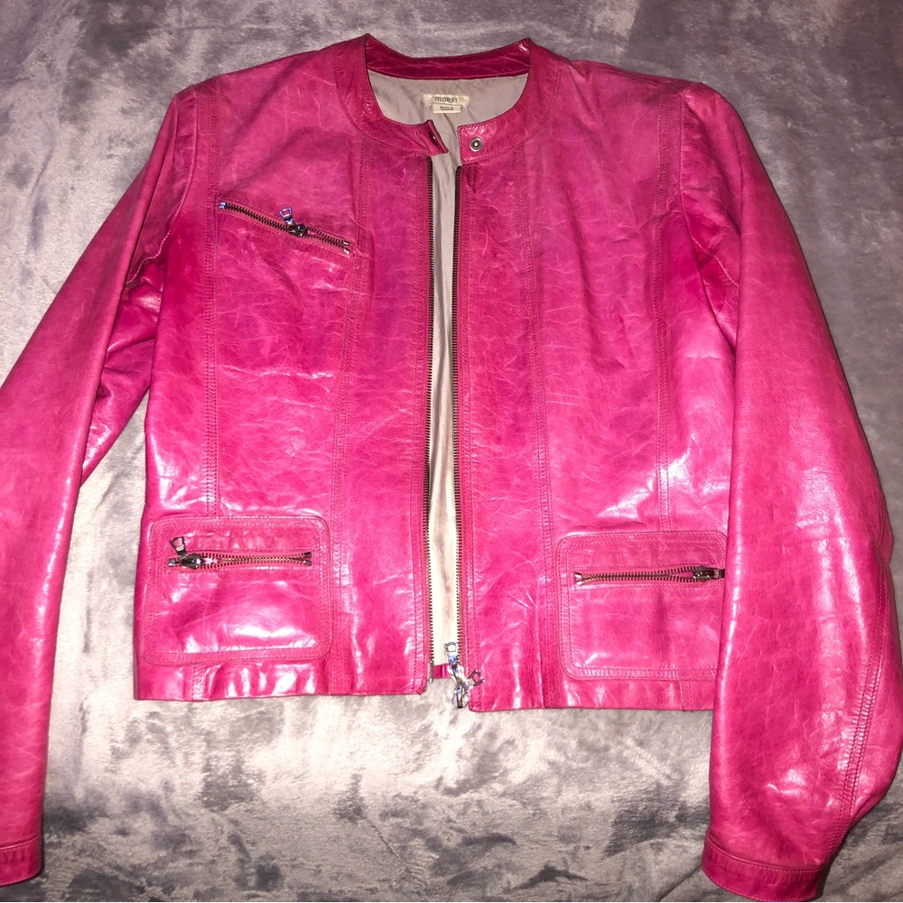 Mo851 Pink Leather jacket